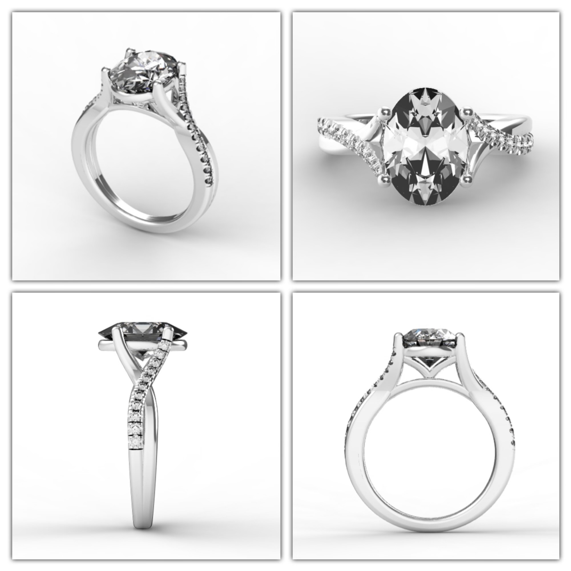 cad twist split shank engagement ring